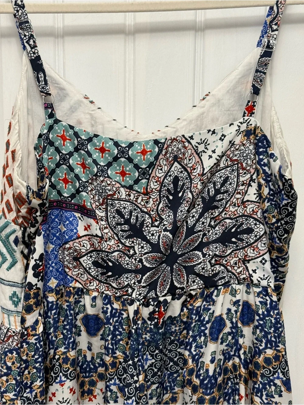Cupio Floral Embroidered Boho Gypsy Hippie Maxi Dress Festival Large (55-7)